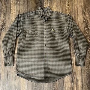 Wrangler George Strait Troubadour Brown Plaid Snap Button Shirt Mens Small